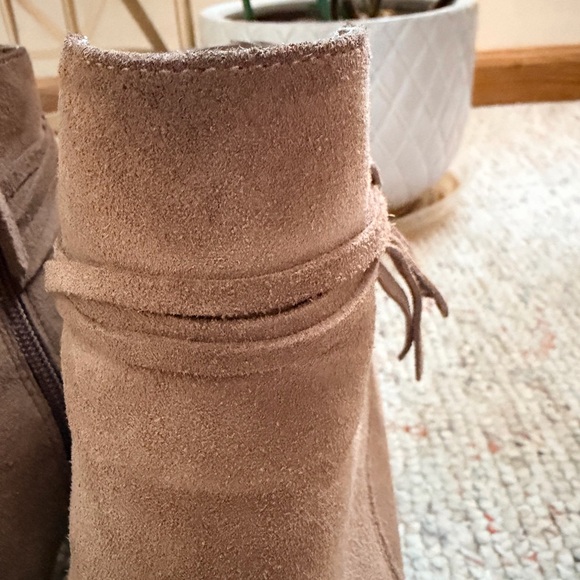 Women's Tan Suede Ankle Boots - Picture 2 of 8